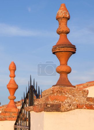 Photo for Shrine of our lady de las Nieves, Reina, Badajoz, Extremadura, Spain. Clay pinnacles - Royalty Free Image
