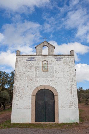 Photo for San Isidro hermitage, Mirandilla, Badajoz, Extremadura, Spain. Shrine located at dehesa forest - Royalty Free Image