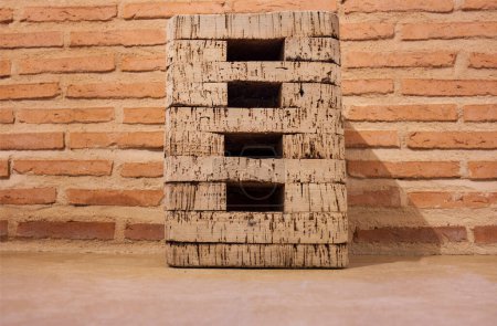 Foto de Stump stool made of cork also senton. Rustic home design from Extremadura, Spain - Imagen libre de derechos