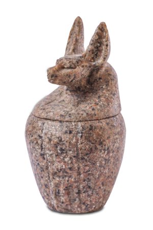 Photo for Reproduction of canopic jar. Duamutef, the jackal-headed made of Aswan red granite - Royalty Free Image