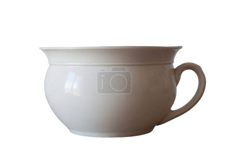 Photo for White porcelain camber pot. Isolated over white background - Royalty Free Image