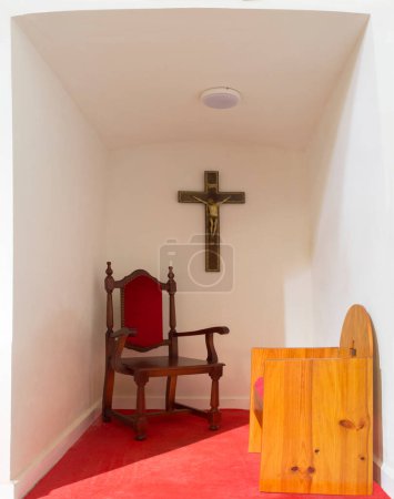 Photo for Open confessional corner. Space where the priest hear the confessions of penitents - Royalty Free Image