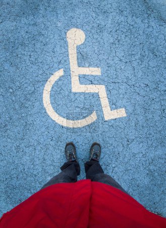 Photo for Reserved parking for vehicles of people with disabilities. First person point of view - Royalty Free Image