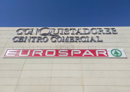 Photo for Badajoz, Spain - Sept 12th 2023. Eurospar sign marquee on top of Conquistadores Shopping Mall, Badajoz, Spain - Royalty Free Image