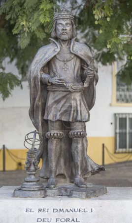 Photo for Elvas, Portugal - Jan 14th, 2018: King Manuel I of Portugal statue. Made by Joao de Paula, 2009. Elvas, Portugal. - Royalty Free Image