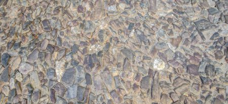Pavé pavé fait de quartzite pierres non dévastées. Monumental Complex road surfaces, Caceres, Espagne