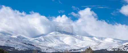 Photo for Landscape of snowy meadows in the Sierra de Gredos. Hoyos del Espino, Castile and Leon, Avila, Spain - Royalty Free Image