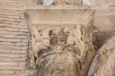 Lutte entre Roland et le géant Ferragut, Palais des Monarques de Navarre, ville d'Estella-Lizarra, Navarre, Espagne du Nord