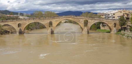 Large Romanesque bridge of Puente La Reina, Navarre, Spain