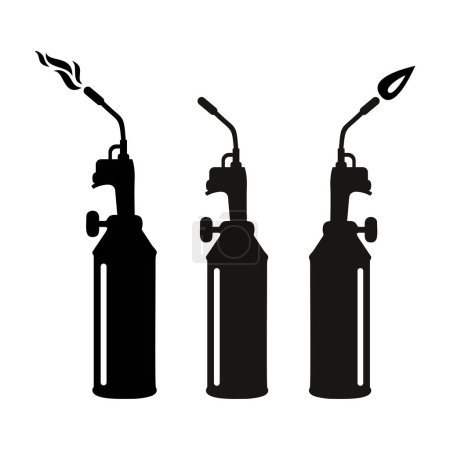 Vector icon of a blowtorch with a flame for iron welding