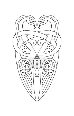 Ilustración de Mystical Medieval Birds Vector Line Art. Ilustración de símbolos animales. - Imagen libre de derechos