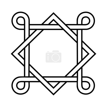 Illustration for Celtic style interlaced pattern isolated vector. Corner decorative element. Interlaced frame design element. Line art ornament. - Royalty Free Image