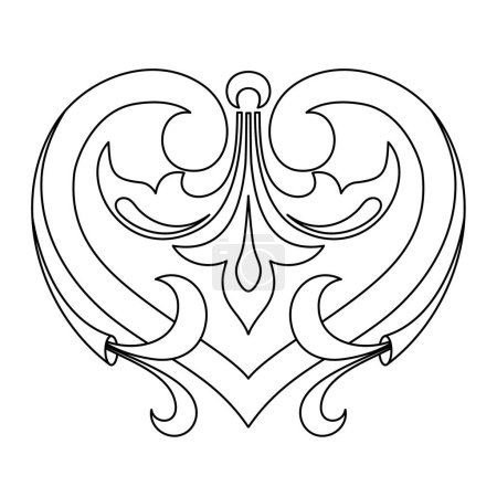 Illustration for Baroque style heart shape. Decorative line art. - Royalty Free Image
