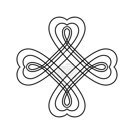 Celtic clover symol. Line art vector illustration. Celtic style decoartive element.