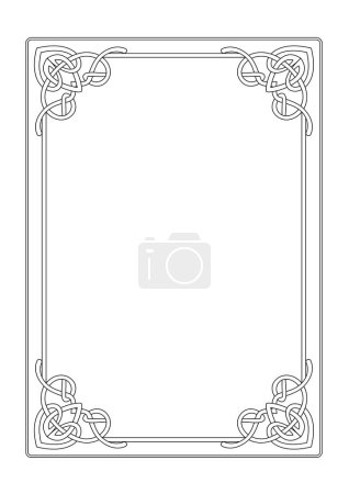 Illustration for Irish style decorative frame. Border line art illustration. - Royalty Free Image