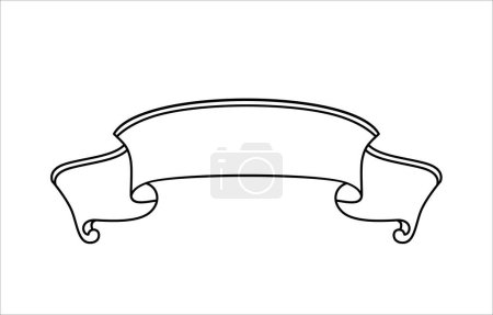 Award ribbon medieval style outline vector illustration. Heraldy decorative element for printing and laser cutting.