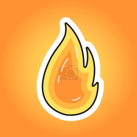 Cartoon flame sticker. Cute flame vector illustration.