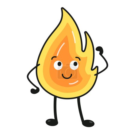 Cartoon flame character. Cute flame character vector illustration.