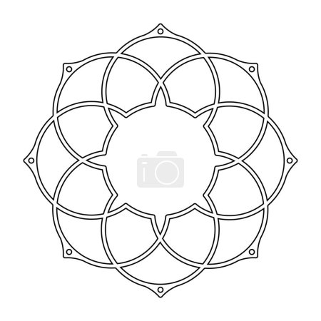 Symmetrical round pattern. Circular mandala shape vector illustration.