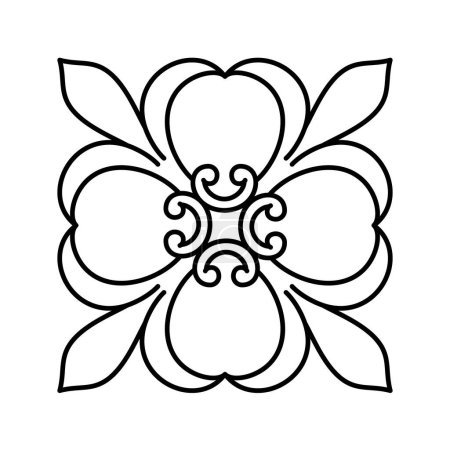 Heraldic symbol line art vector illustration. Ancient decorative pattern. Floral decorative element.