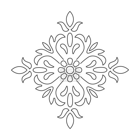 Ancient floral decorative pattern. Decorative element vector illustration. Architectural element. Snowflake shape vector symmetric illustration.