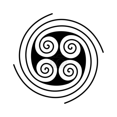Spirale Symbolvektorabbildung. Uraltes irisches keltisches Symbol. Tatto-Skizzenelement.