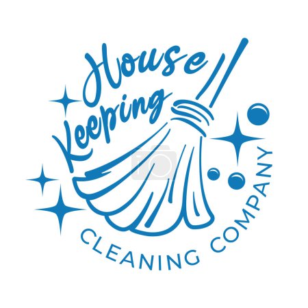 Haus halten Logo Konzept Vektor Illustration. Emblem der Reinigungsfirma.