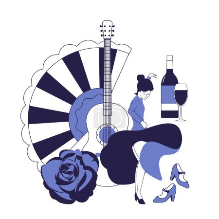 Téléchargez les illustrations : Concept flamenco. Danse traditionnelle espagnole, musique. - en licence libre de droit