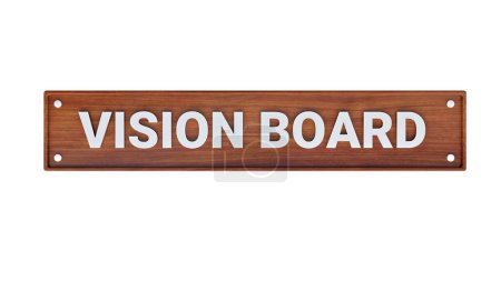 Photo for Wood vision board. Isolated on white background. 3D rendering. - Royalty Free Image