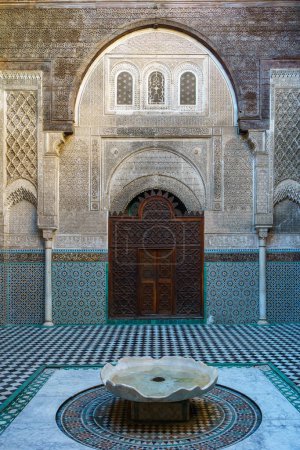 Photo for Morocco. Fes. Al Attarine Madrasa, Fes medina. It was built by the Marinid sultan Uthman II Abu Said in 1323-1325 - Royalty Free Image
