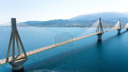 Photo for Aerial view of cable bridge of Rio - Antirio - Royalty Free Image