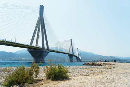 Photo for View of the bridge of Rio-Antirio in Patra in Greece - Royalty Free Image