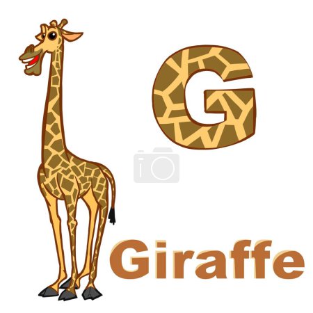 Illustration einer niedlichen Giraffe und sehr hoch