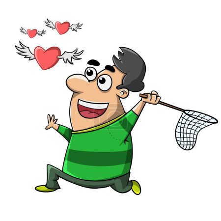 illustration of using a net catching the love