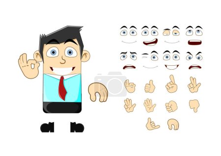  illustration of template facial expressions and hand someone
