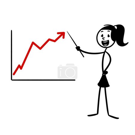 woman stick figure presenting in front of a graph