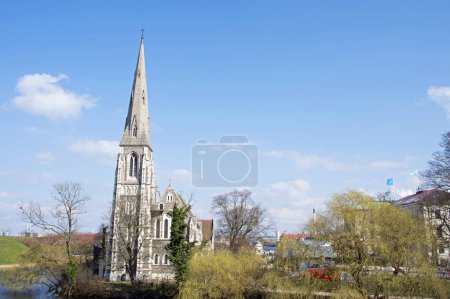Photo for Cityscape of Copenhagen with Saint Albans church with some clouds in the sky - Royalty Free Image