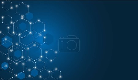 blue hexagonal abstract background, science background,