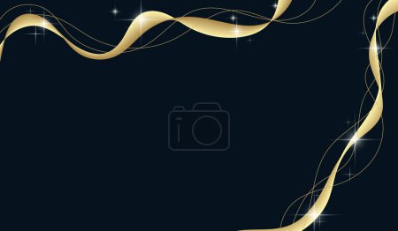 Blauer abstrakter Hintergrund, goldenes Band, goldene Linie und Stern