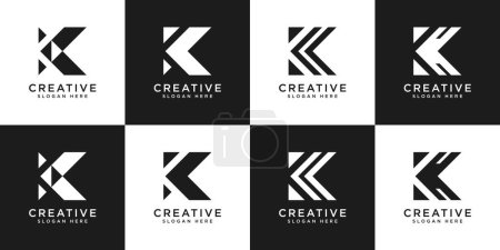 Ilustración de Conjunto de iniciales letra K diseño vectorial logotipo abstracto - Imagen libre de derechos
