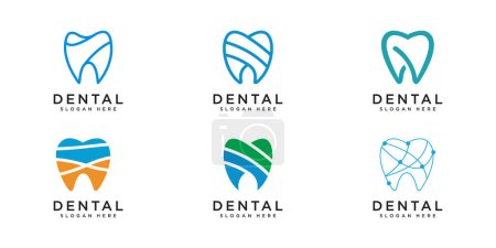 set of dental logo design vector
