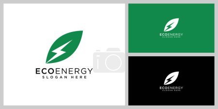 Ilustración de Eco energy with leaf vector logo template. - Imagen libre de derechos