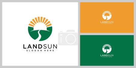 landscape sun logo vector design