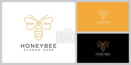 Téléchargez les illustrations : Honey bee logo vector design template - en licence libre de droit