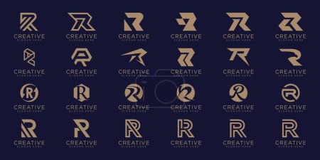 Set of creative abstract monogram letter r logo design