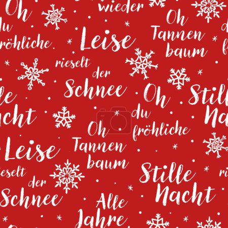 Illustration for Hand written lyrics from German Christmas songe like "Silent night", seamless pattern, background great for wrapping, wallpapers, banners - vector design - Royalty Free Image