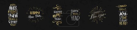 Illustration for Hand written New Years sayings like "Happy New Year", great for banners, wallpapers, cards, invitations - vector design - Royalty Free Image