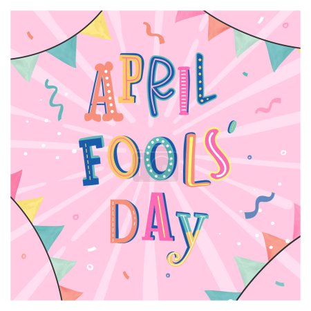 Illustration for Fun and colorful April Fools' design, detailed Typography and party background, great for web banners, wallpapers, greeting cards - vector design - Royalty Free Image