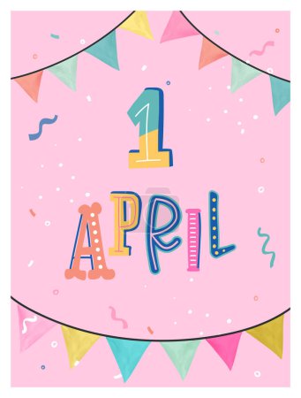 Illustration for Fun and colorful April Fools' design, detailed Typography and party background, great for web banners, wallpapers, greeting cards - vector design - Royalty Free Image