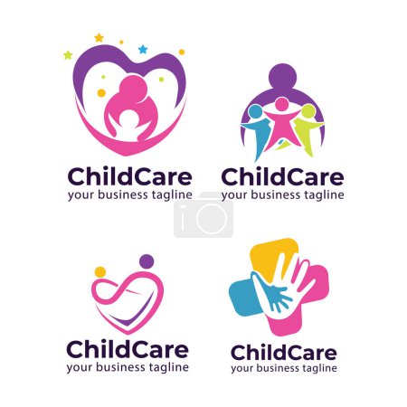 Ilustración de Cuidado de los niños, Plantilla de vectores de diseño de logotipo de fundación para niños - Imagen libre de derechos